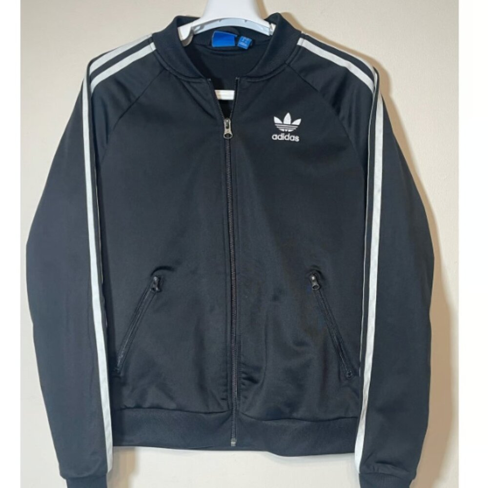 Adidas Womens Track Jacket Black 3 Stripes